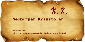 Neuburger Krisztofer névjegykártya